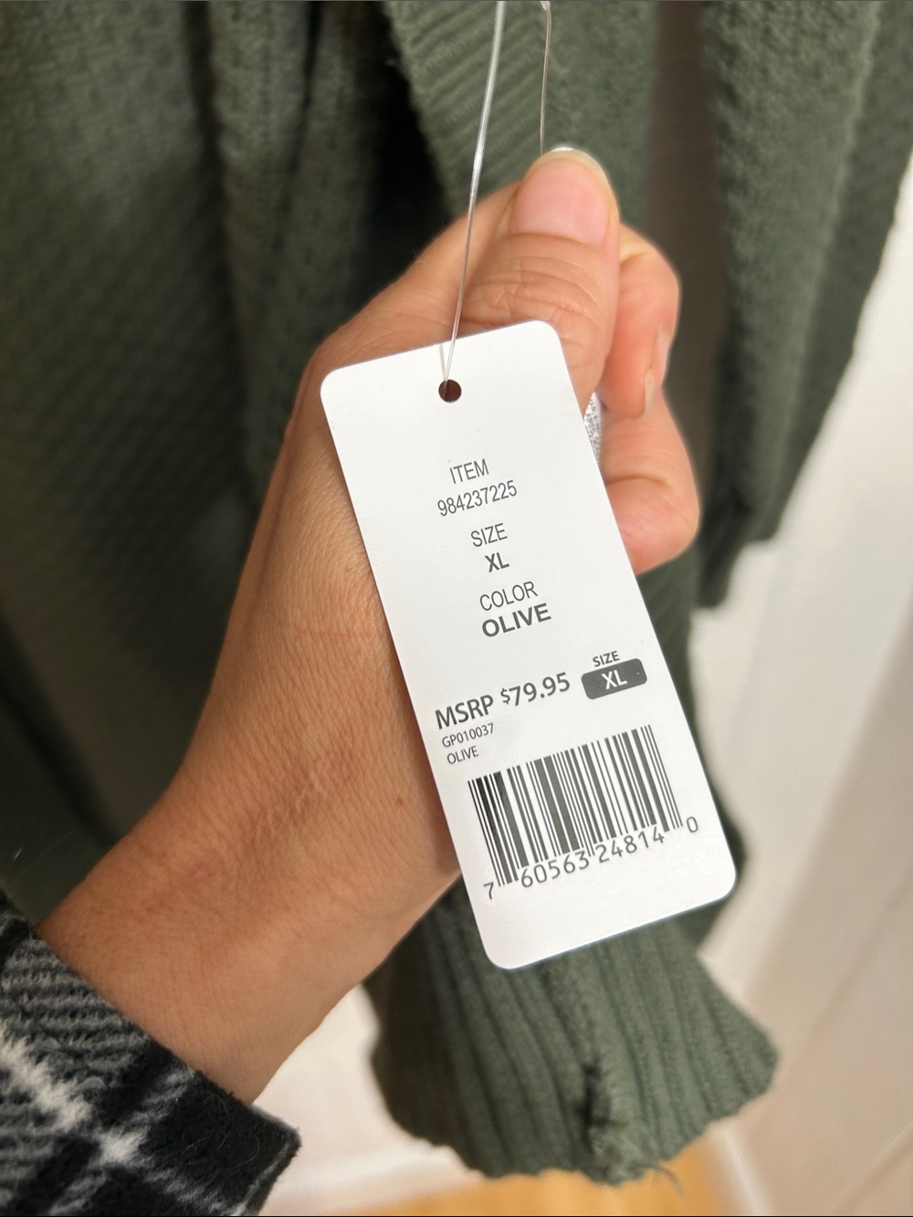 GAP Dark Green 100% Natural Fiber Long Cardigan Sweater size XL NWT - Picture 4 of 5